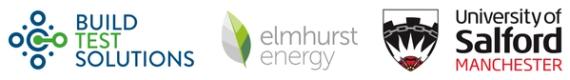 Build test Solutions, Elmhurst and University of Salford logos