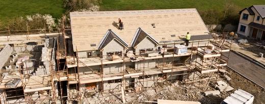 aerial view of a house being built in ireland