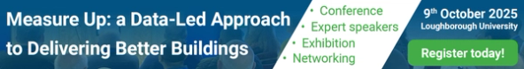 Banner advertising the Build Test Solutions Conference 2025 titled "Measure Up: a Data-led approach to delivering better buildings"