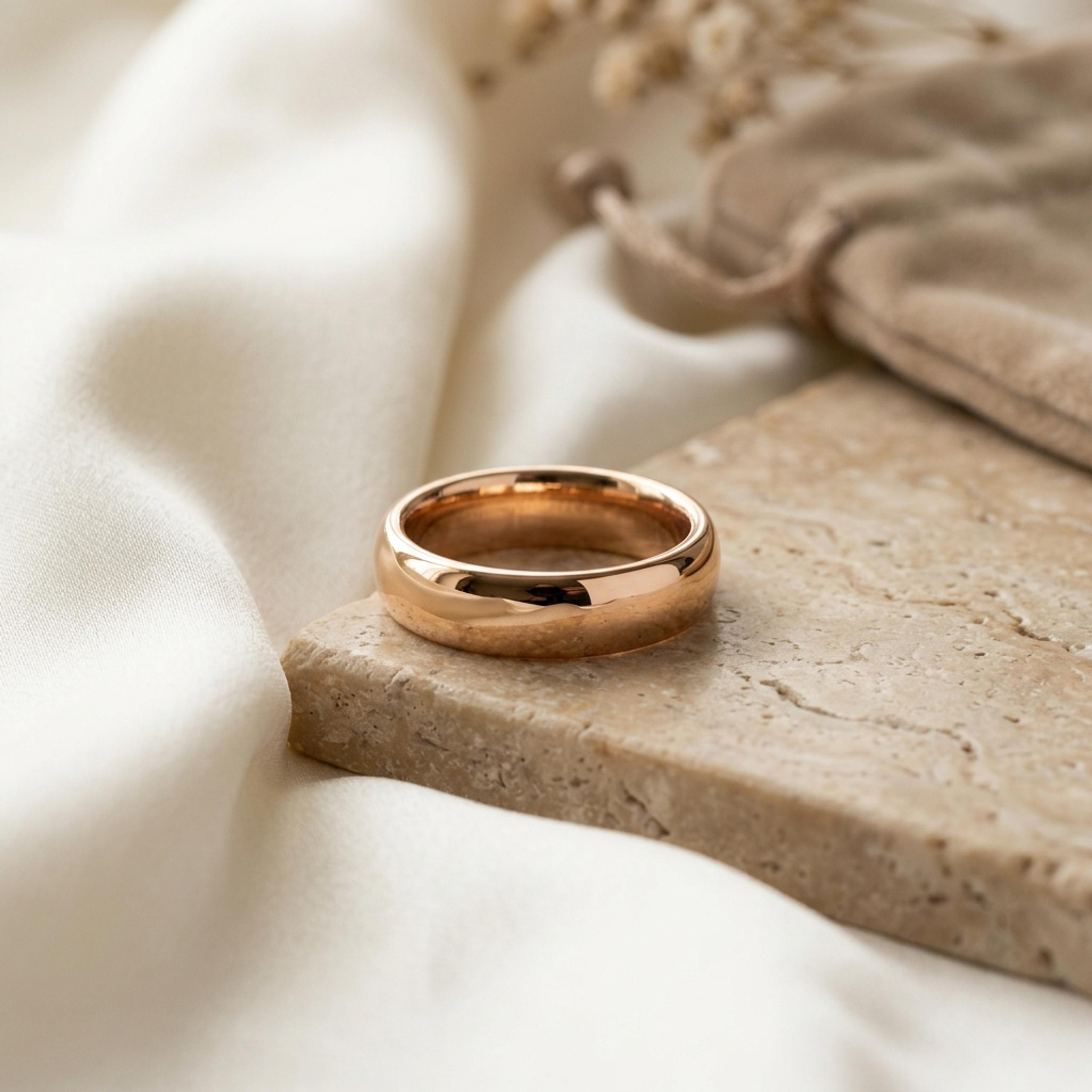 Classic Domed Rose Gold Band — MD-WED-M07