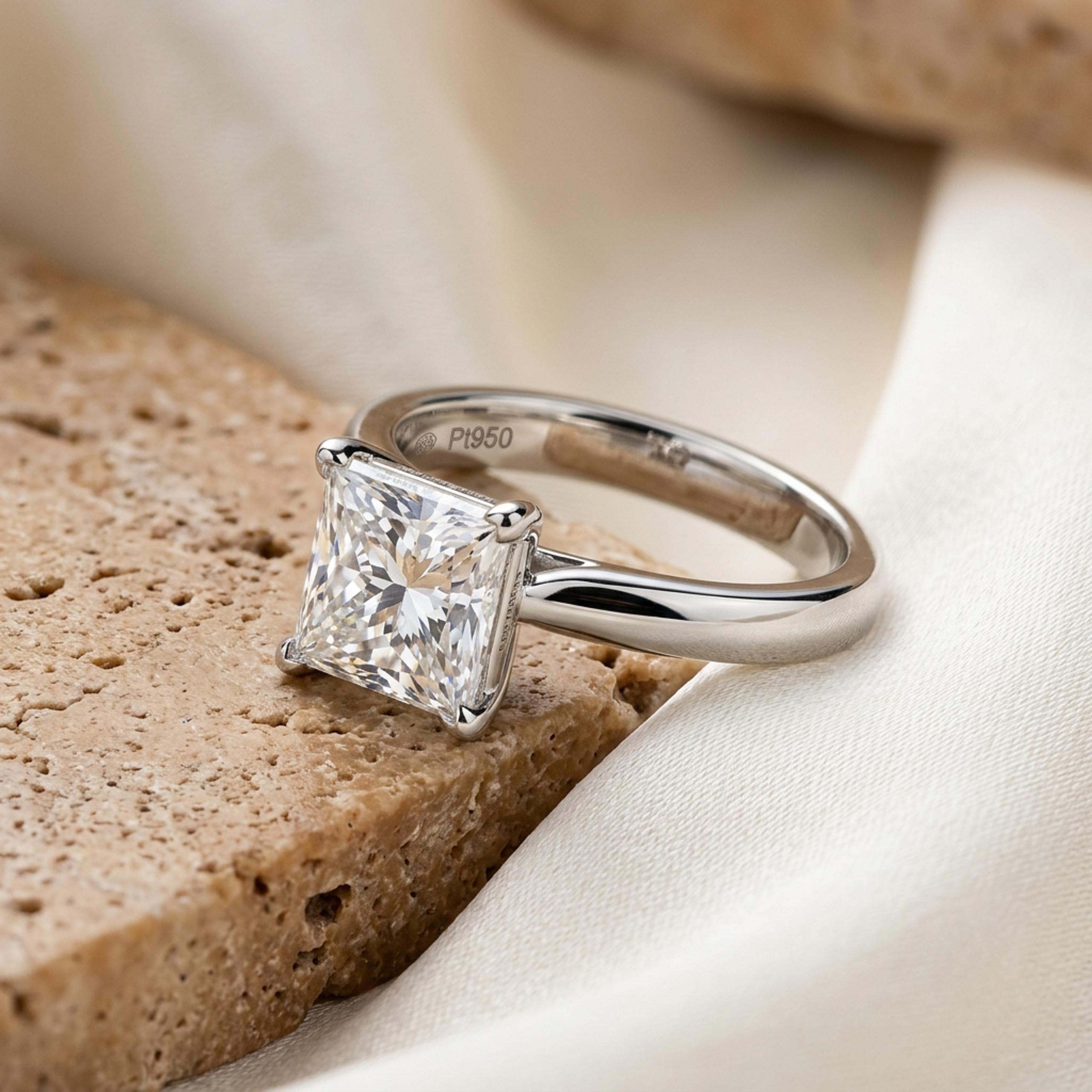 Princess-Cut Solitaire Diamond Ring — MD-ENG-005
