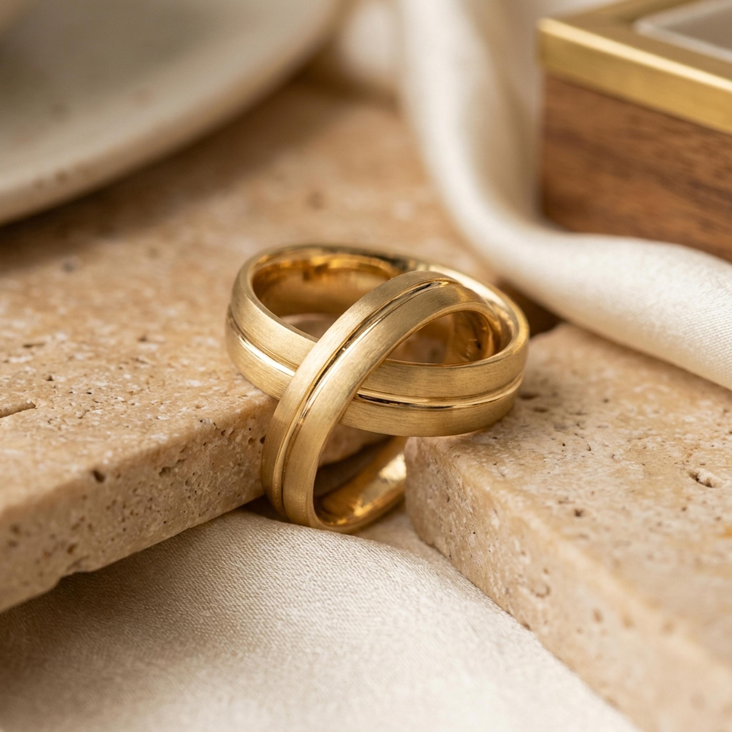 Matte Grooved Yellow Gold Band — MD-WED-M06