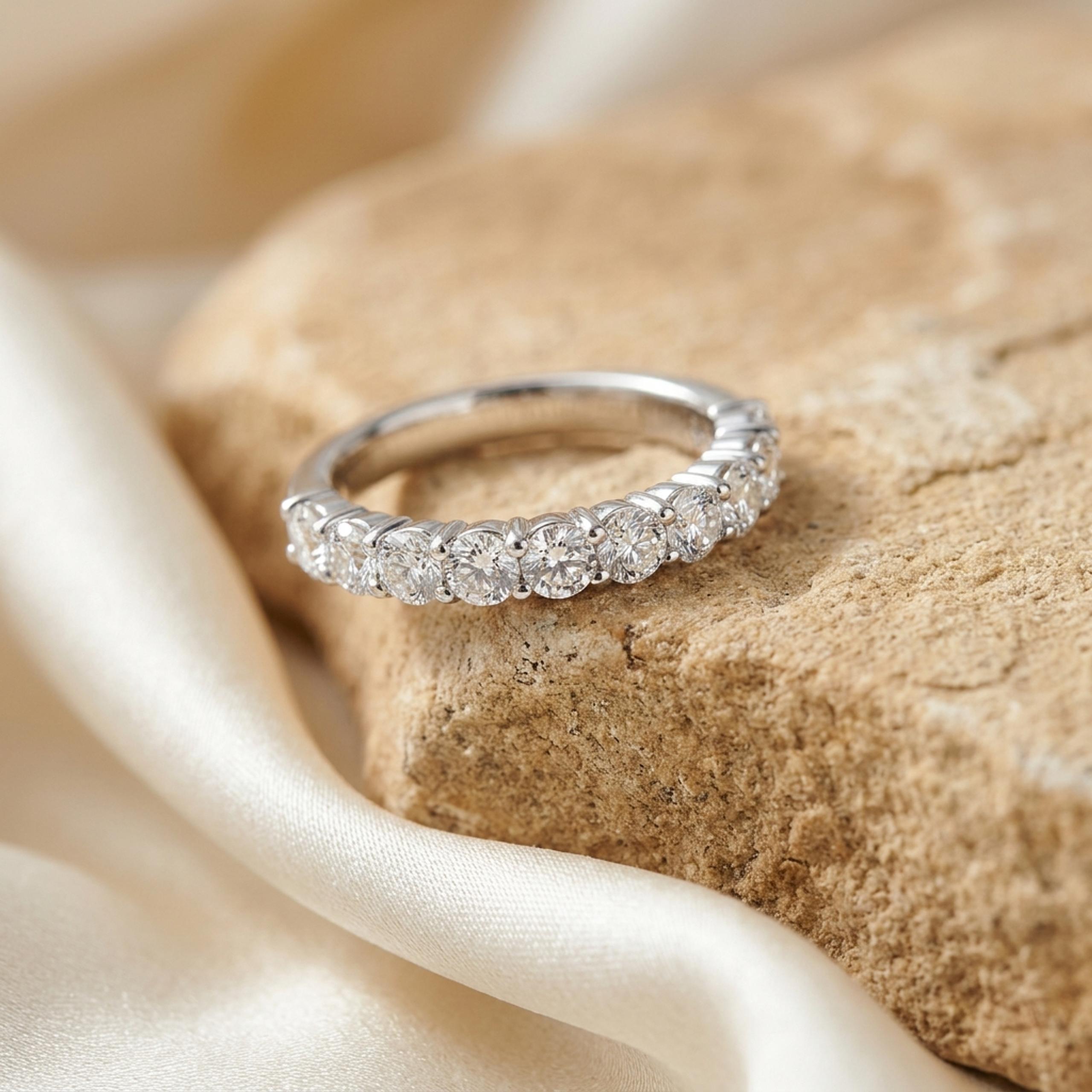 Classic Half-Eternity Diamond Band — MD-WED-W03