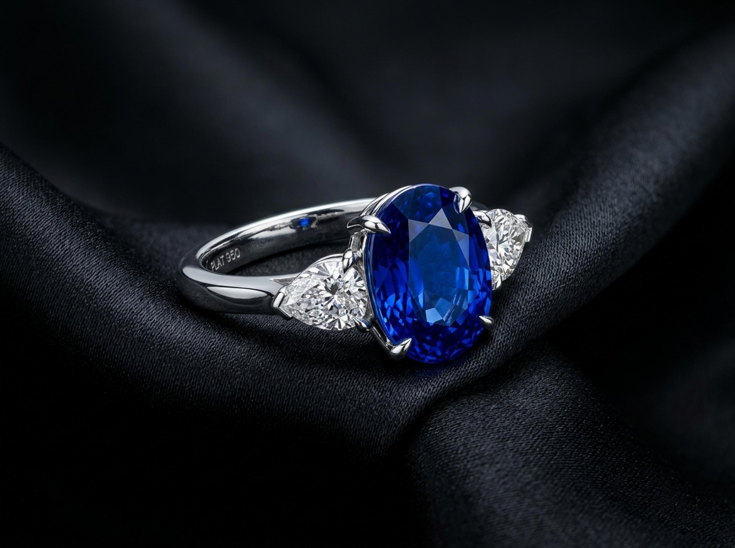 Sapphire & Diamond Trilogy Ring — MD-ENG-004