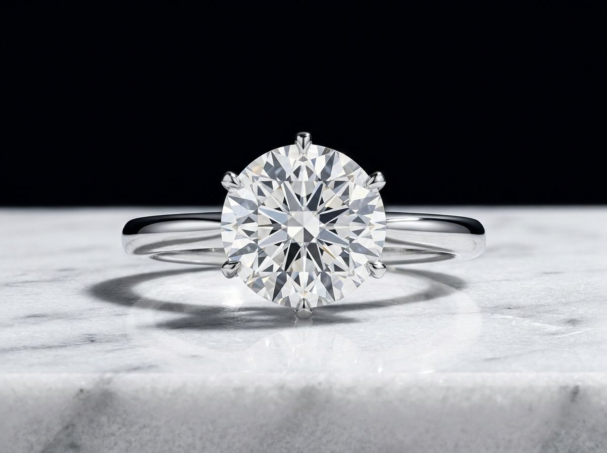 A round brilliant solitaire diamond engagement ring