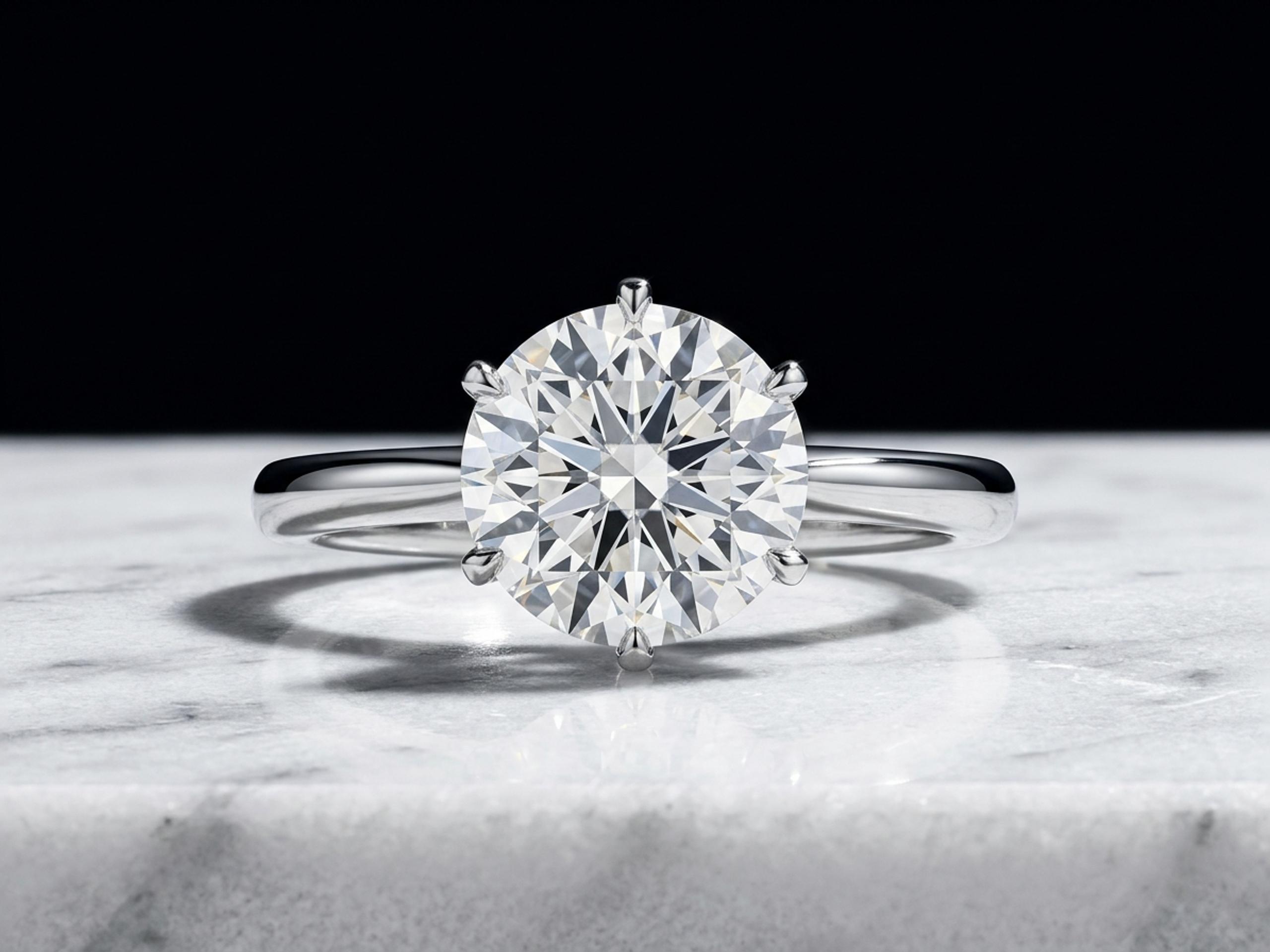 A round brilliant solitaire diamond engagement ring