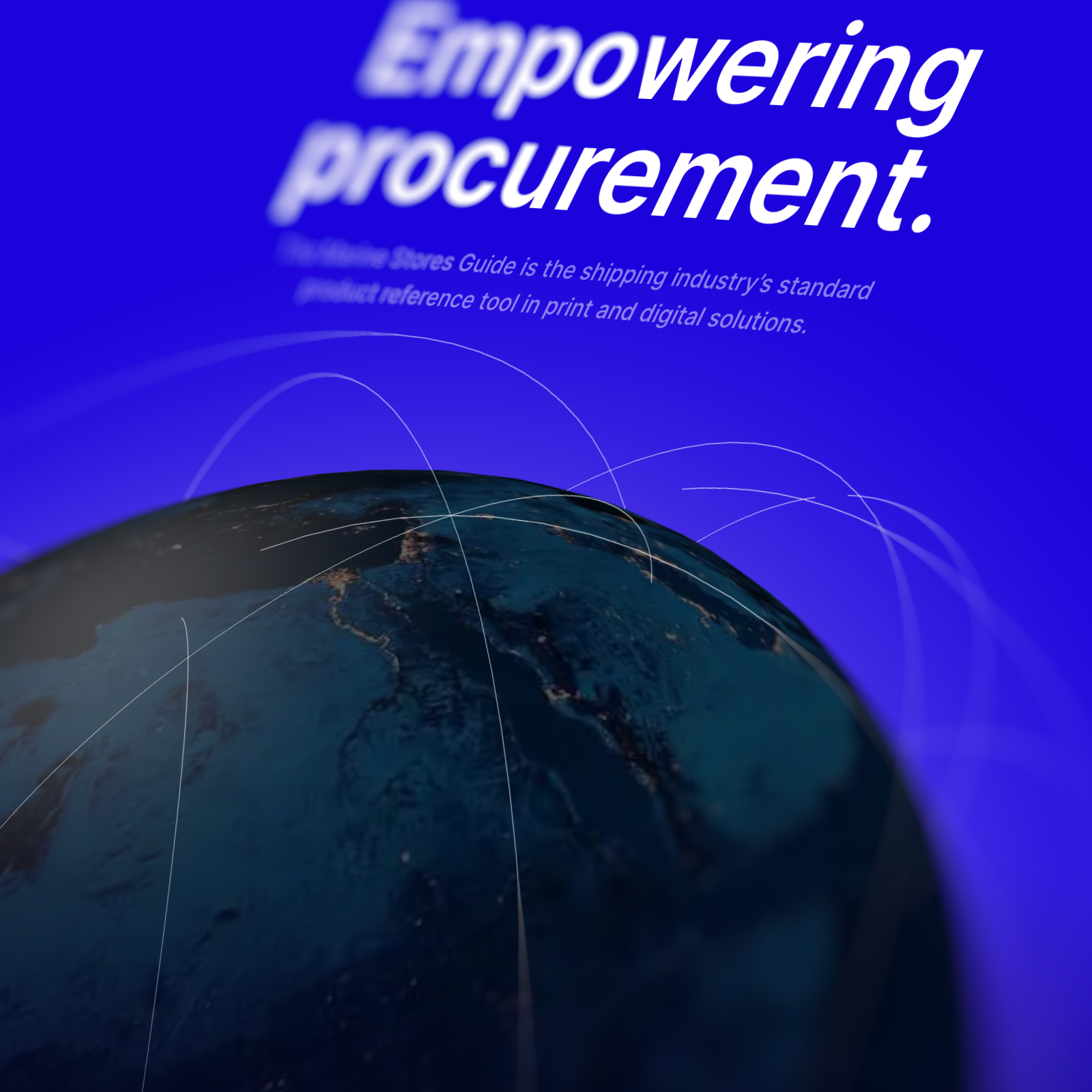 Sceenshot of the Marine Stores guide homepage showing a globe.