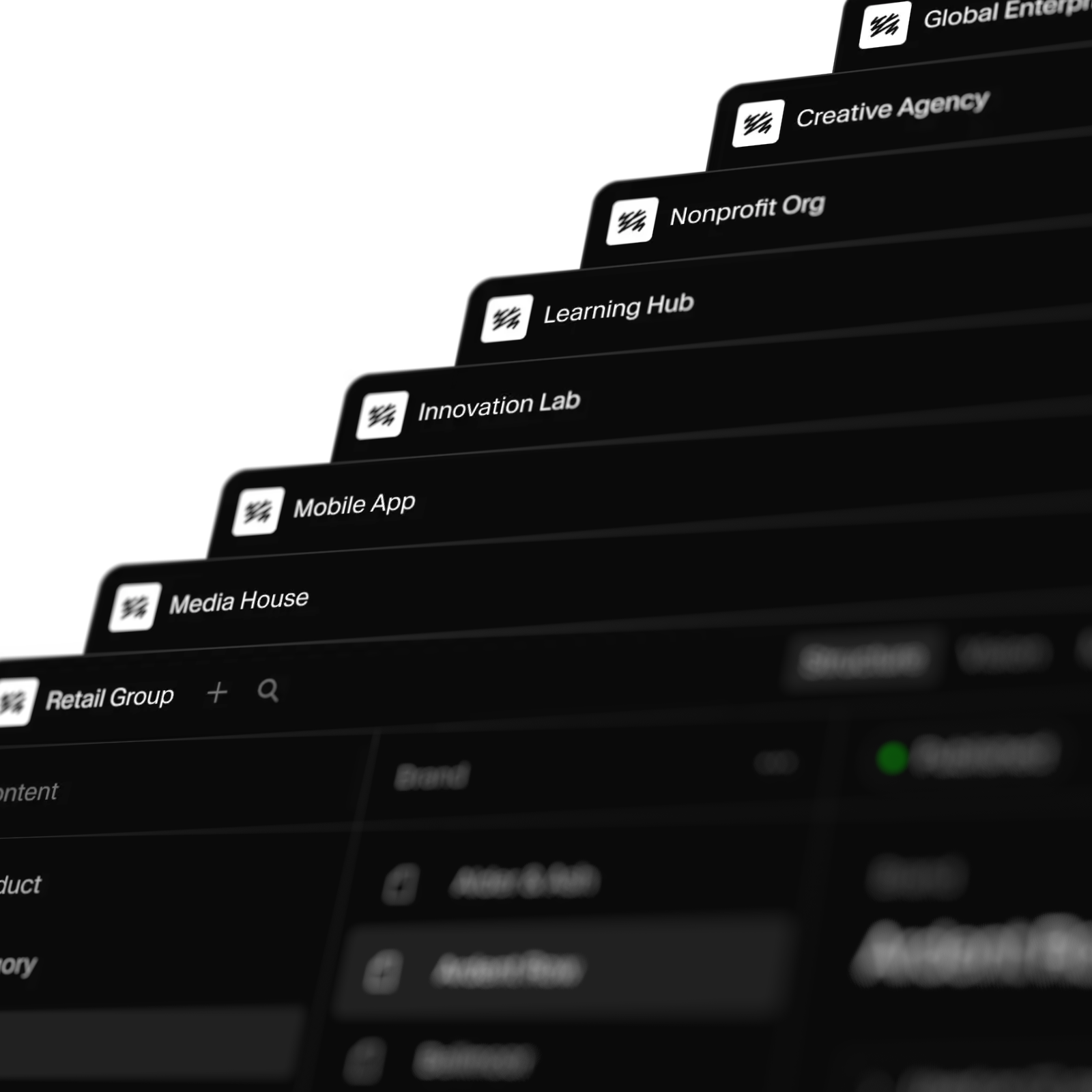 A screenshot of a cascade of Sanity Studios