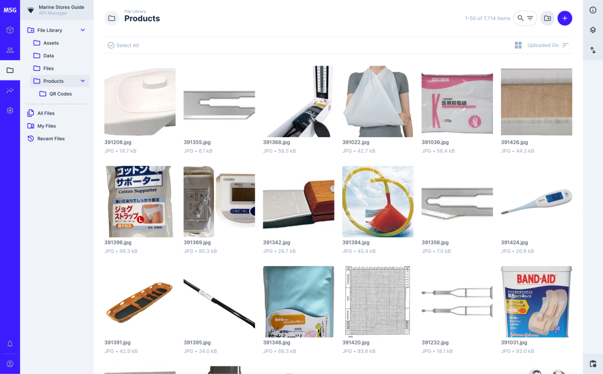 A screenshot of the Directus admin showing the asset management
