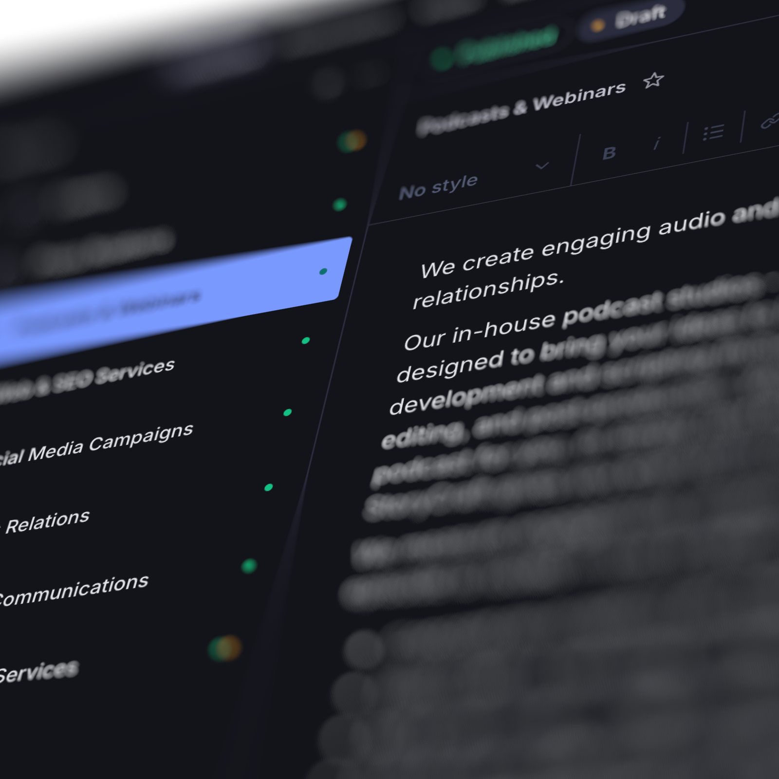 Screenshot from a UI
