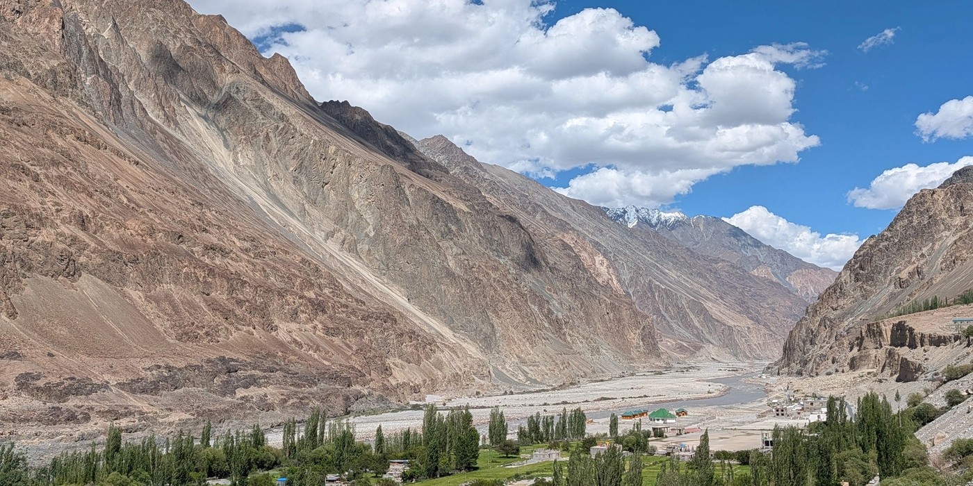 Traditional Turtuk village and mountain landscape in Ladakh