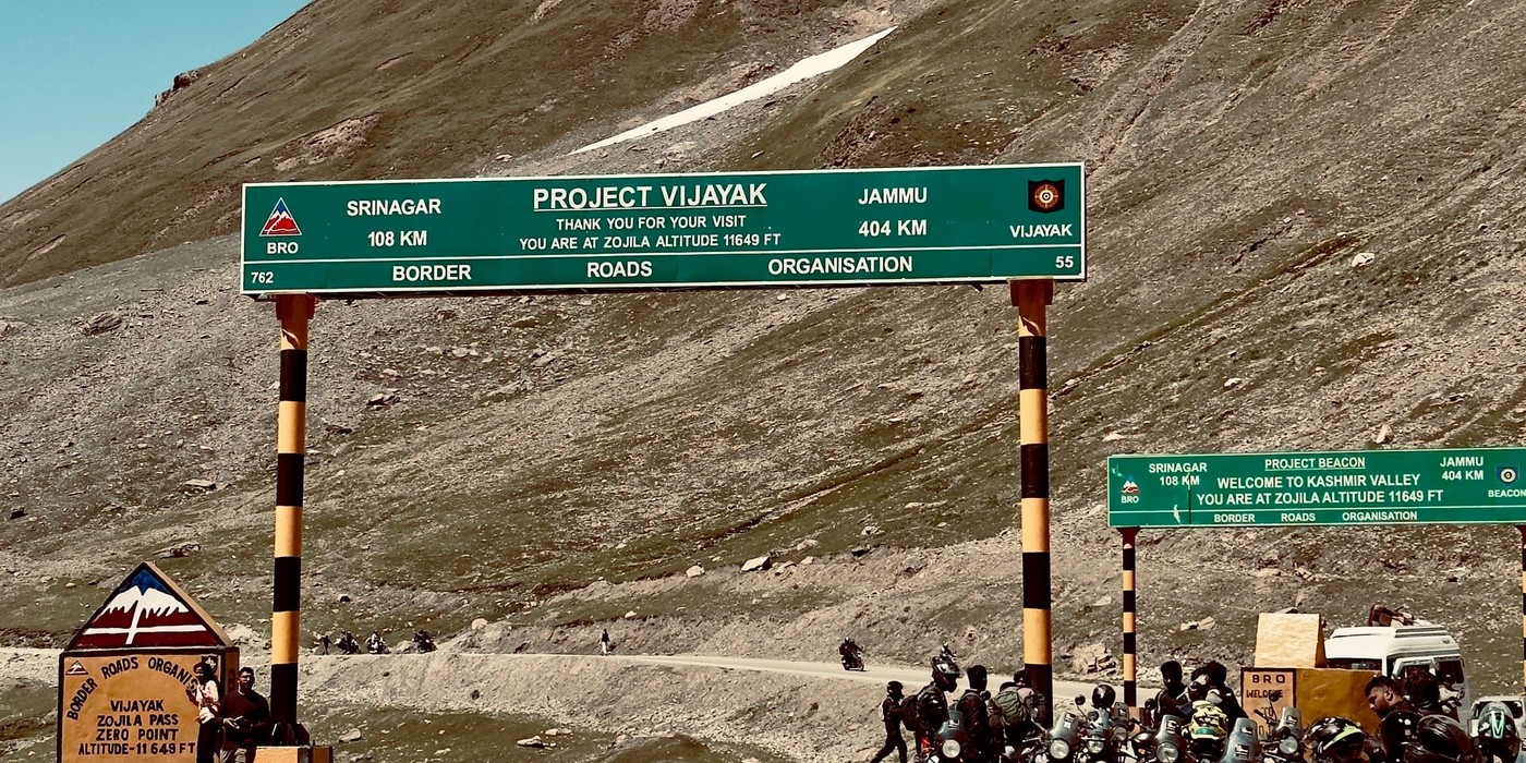 Zojila Pass and Zero Point snow covered mountain road near Sonmarg Kashmir
