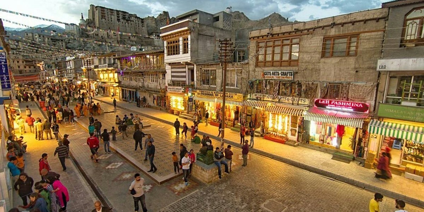 Leh market and local shopping area in Ladakh