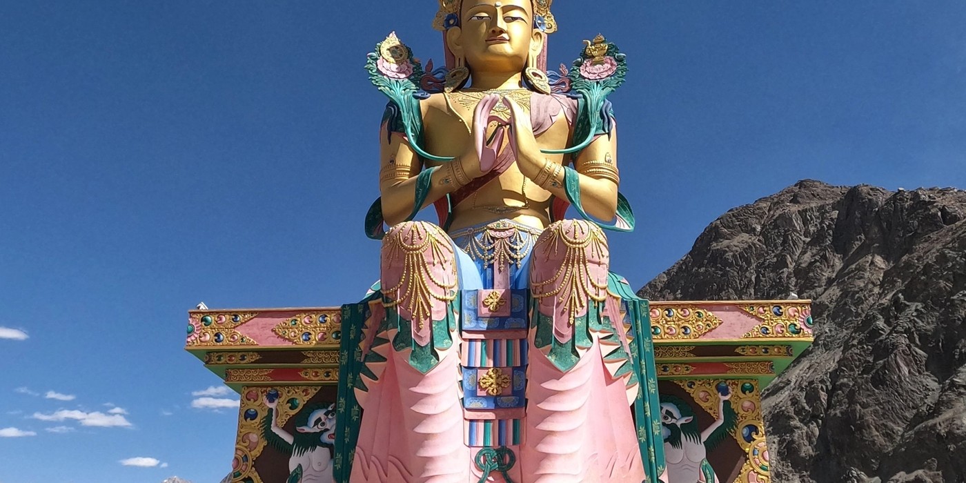 Maitreya Buddha statue overlooking Nubra Valley at Diskit Ladakh