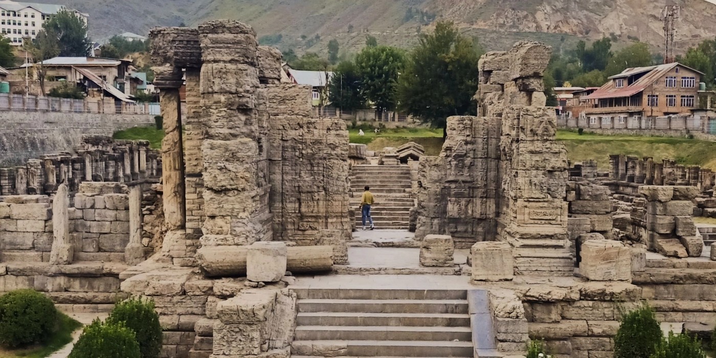 Ancient Awantipora temple ruins in Kashmir