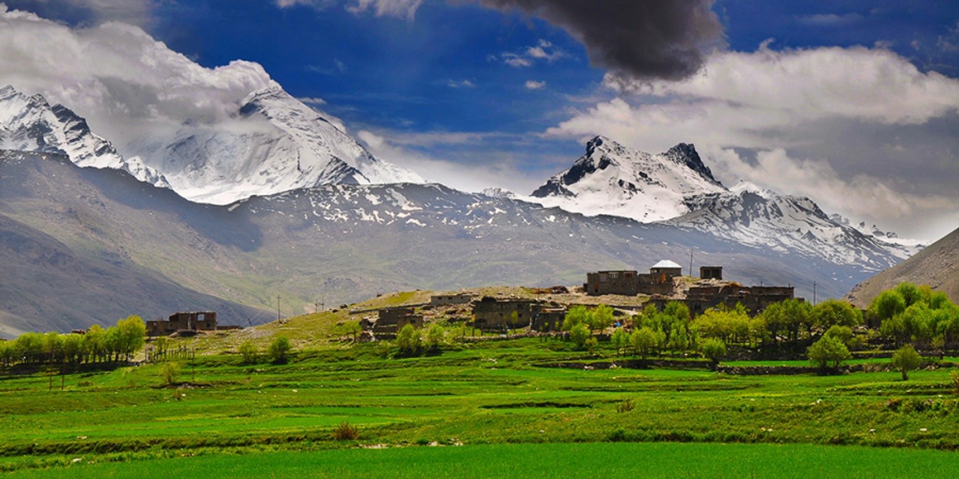 Nun Kun mountain peaks viewed from Suru Valley near Panikhar Kargil