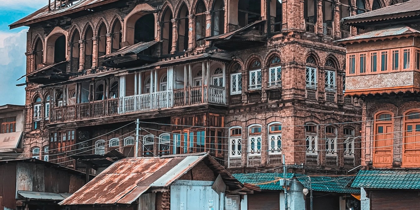 Traditional heritage streets and architecture in Old Srinagar Kashmir