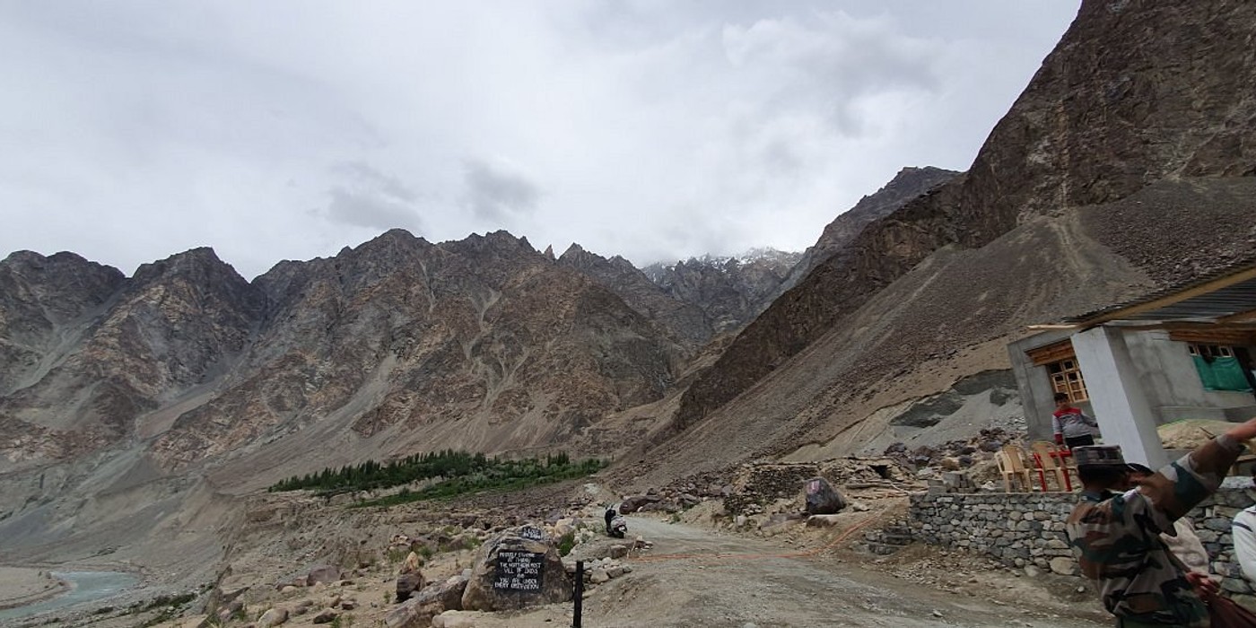Thang village mountain landscape in northern Ladakh