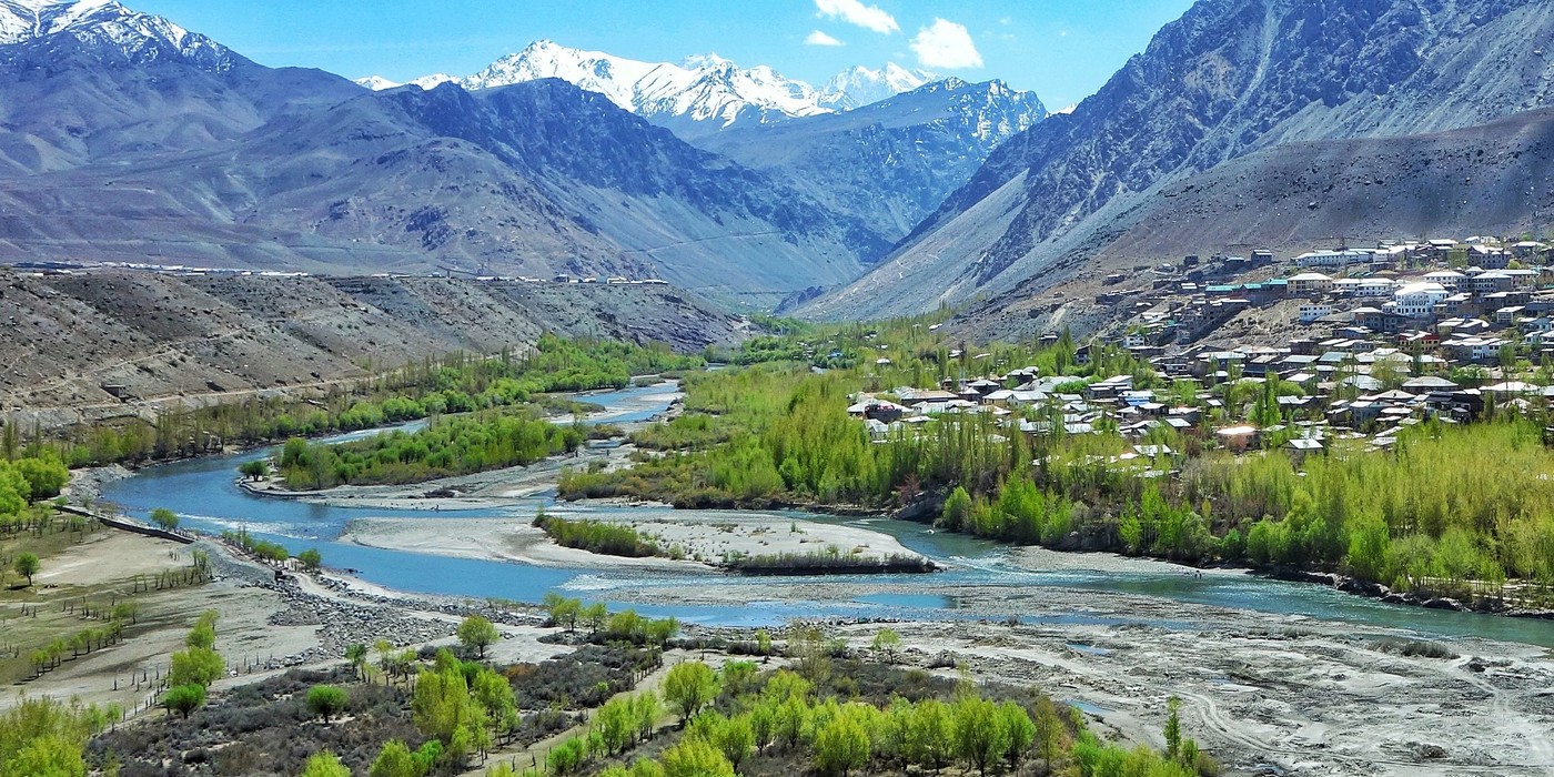 Green Suru Valley and Himalayan mountains near Kargil Ladakh