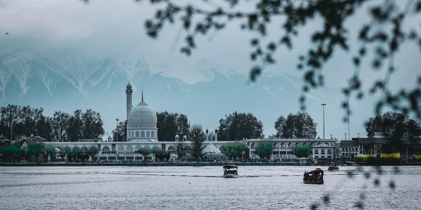 Hazratbal Shrine beside Dal Lake in Srinagar Kashmir