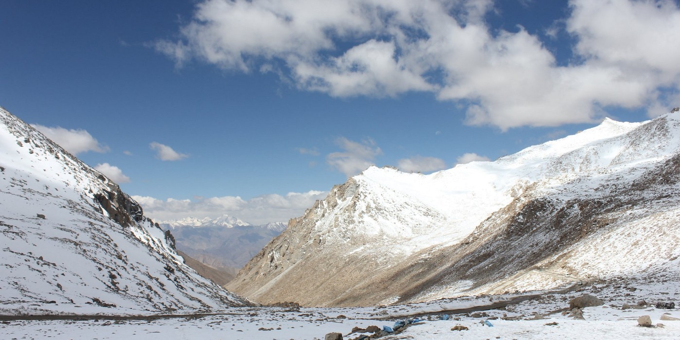 Chang La mountain pass on Pangong to Leh route Ladakh