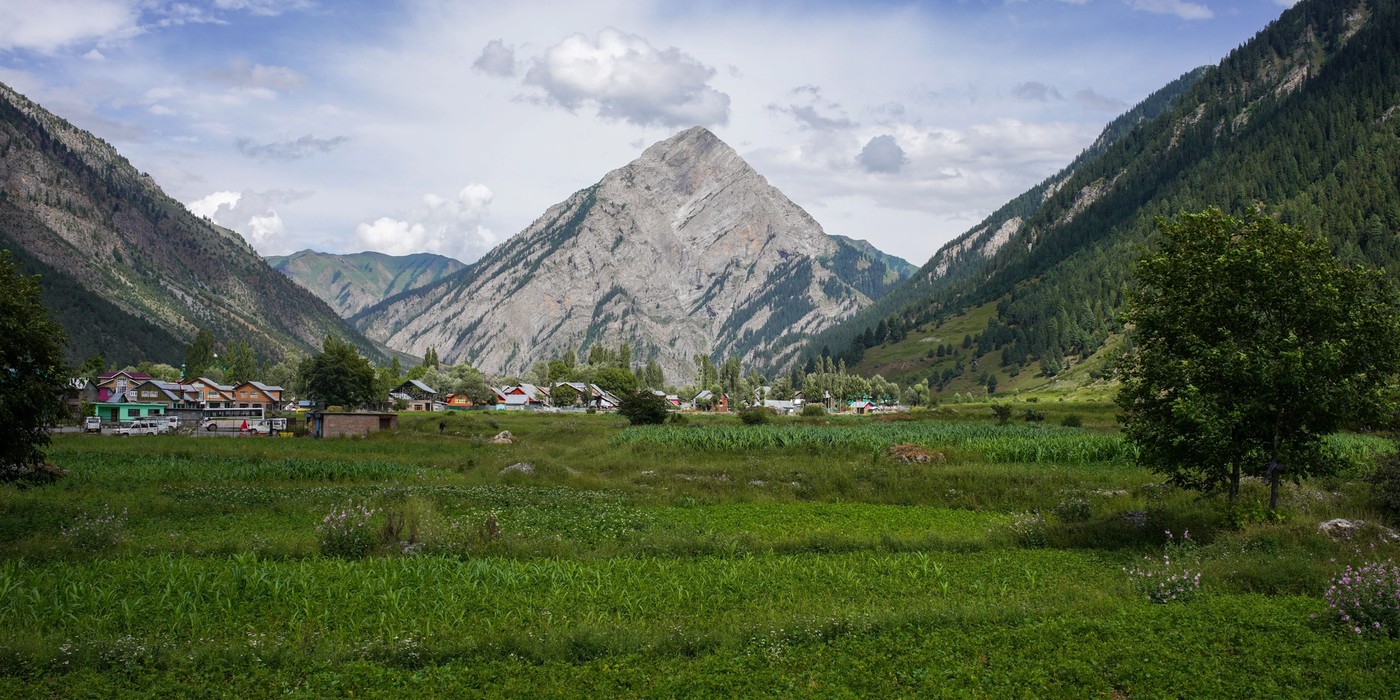 Gurez Valley Kashmir with mountains villages and Kishanganga River
