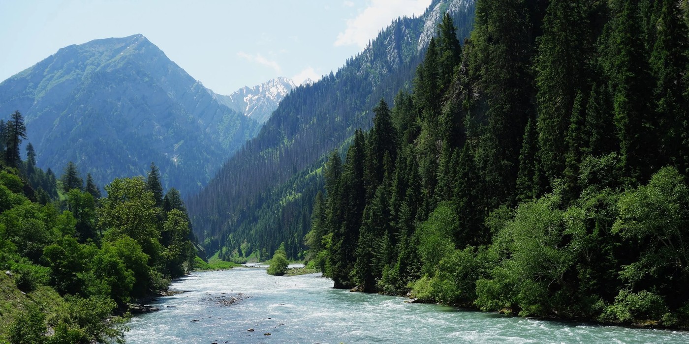 Kishanganga River flowing through scenic Gurez Valley Kashmir