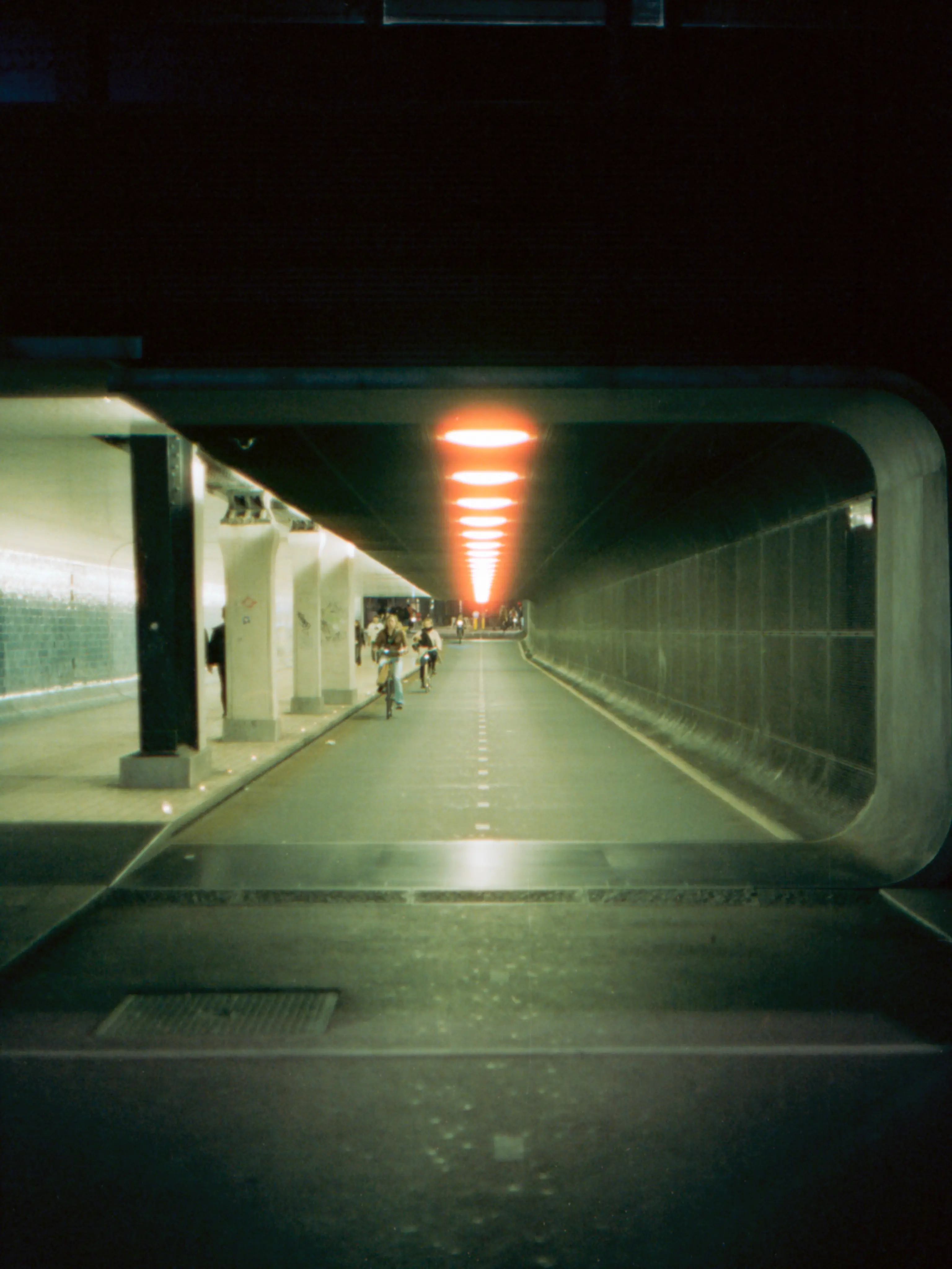 Tunnel of lights - Amsterdam Centraal - Cinestill 800T