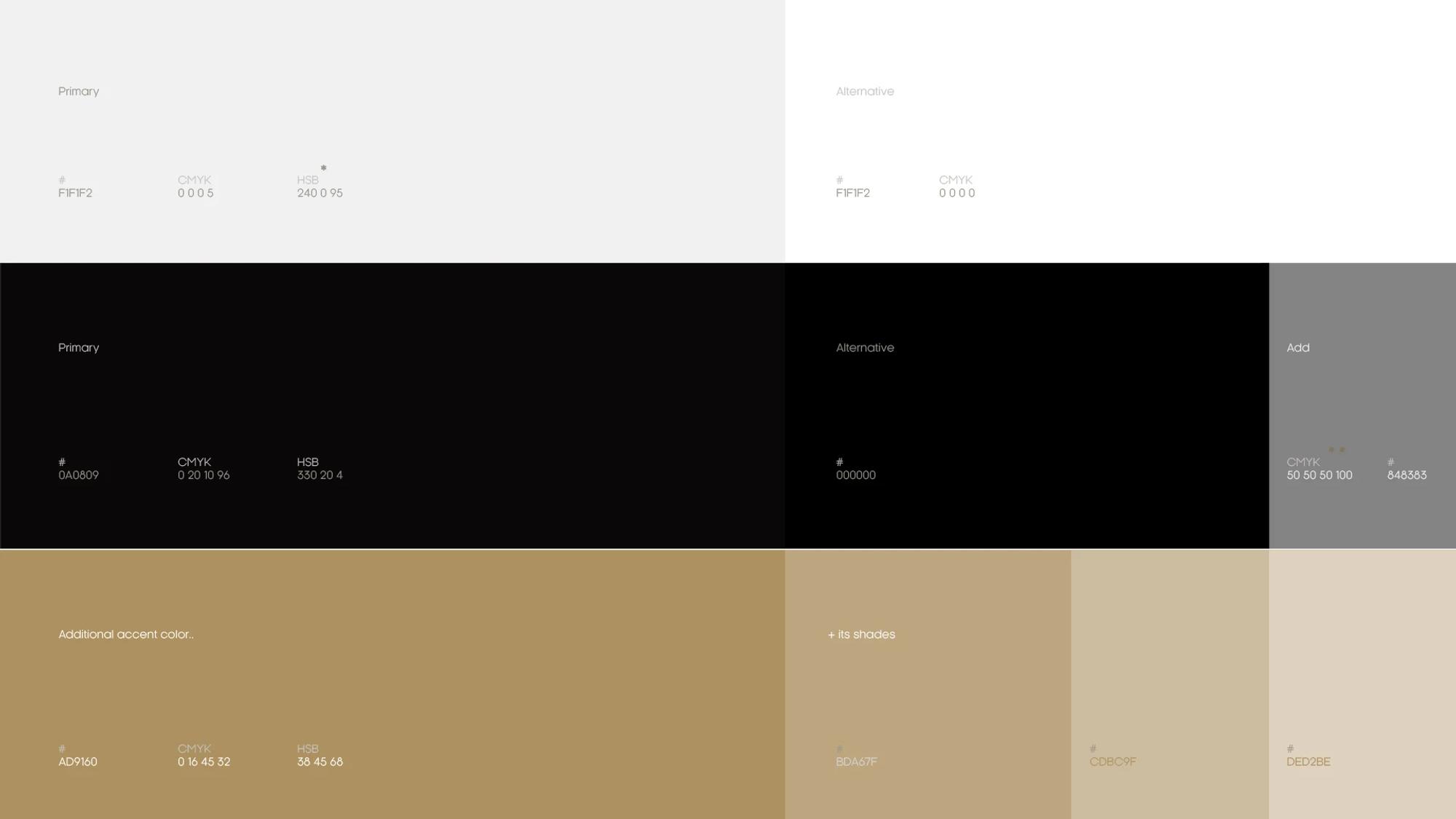 Esteta colour palette: whites, blacks and warm sands
