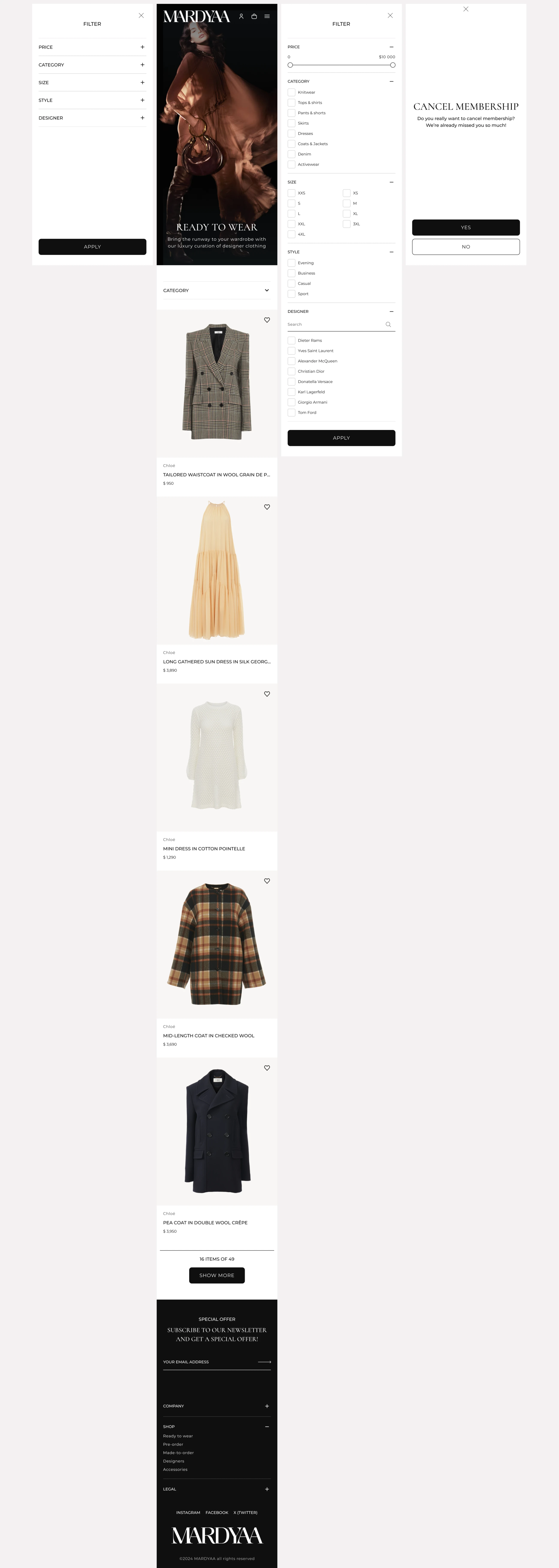 Mobile catalogue with filters