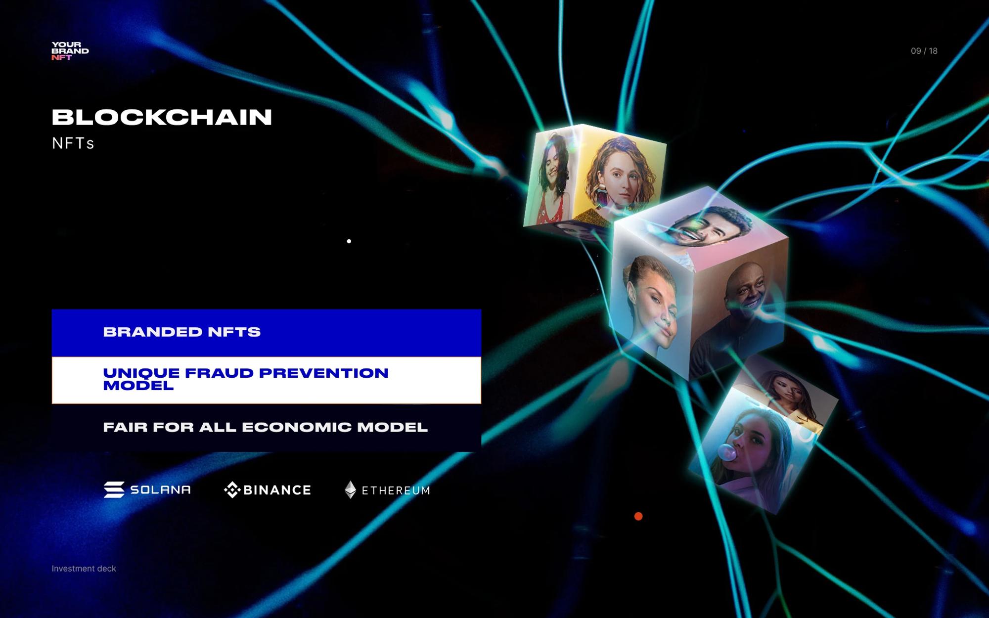 Blockchain NFTs slide with branded collectibles