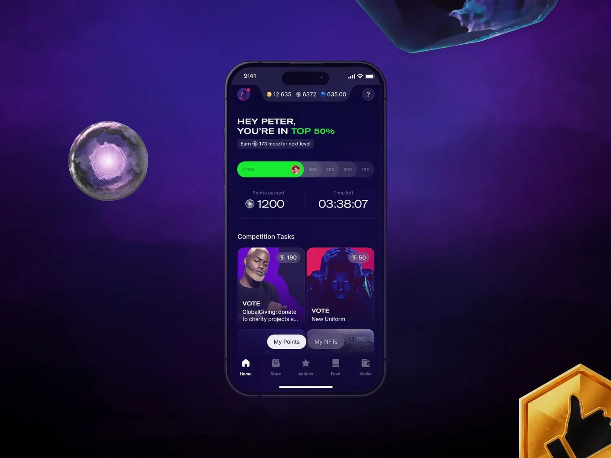 My Seven home screen with fan rank and competition tasks