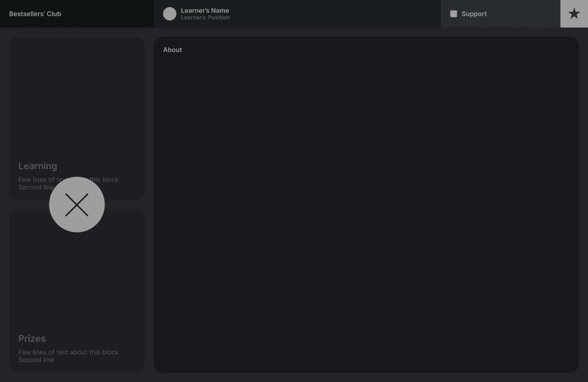 Wireframe with the menu closed