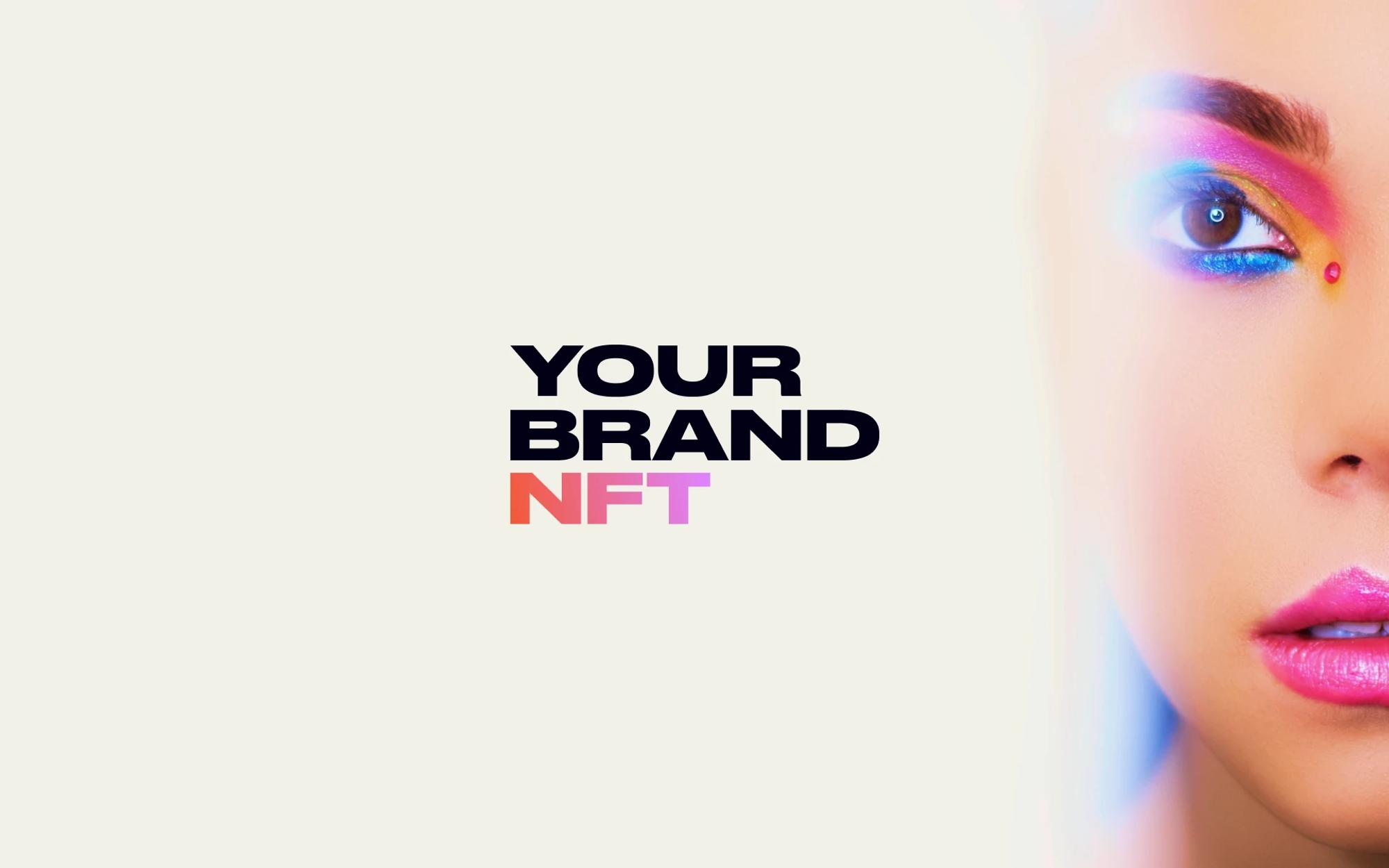 Your Brand NFT pitch deck cover with a bold model portrait