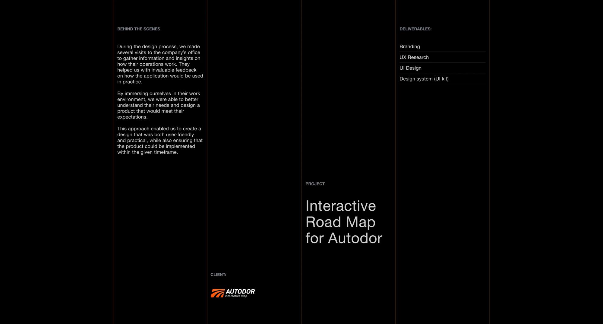 Behind the scenes slide about the project process