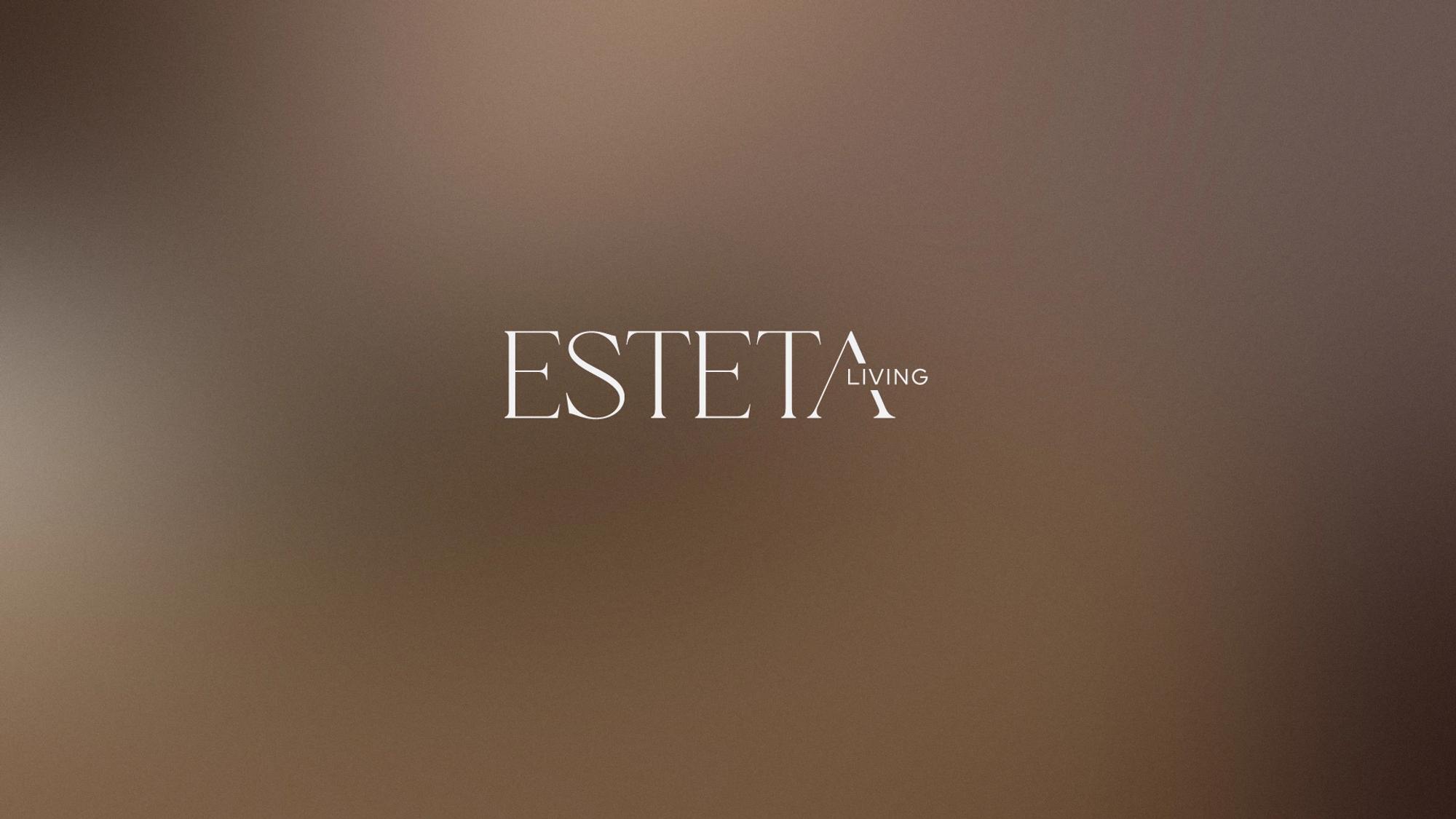 Esteta Living logo on a soft brown gradient