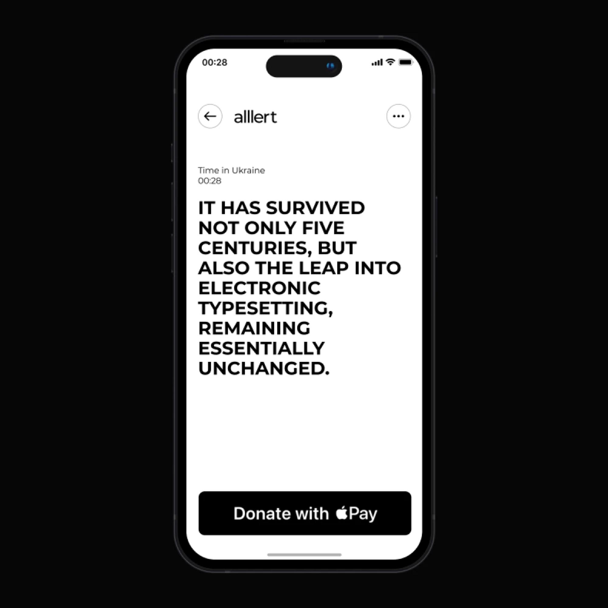 Info screen with Donate with Apple Pay