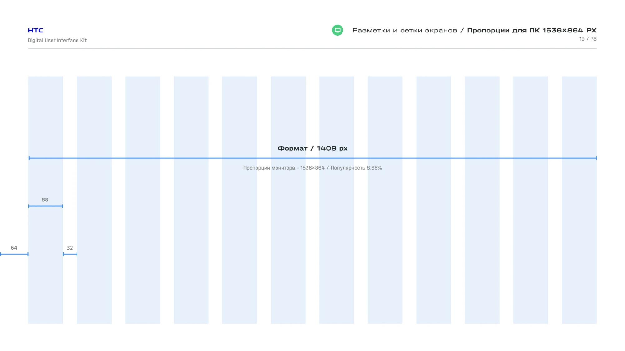 Wide desktop grid with column and gutter sizes