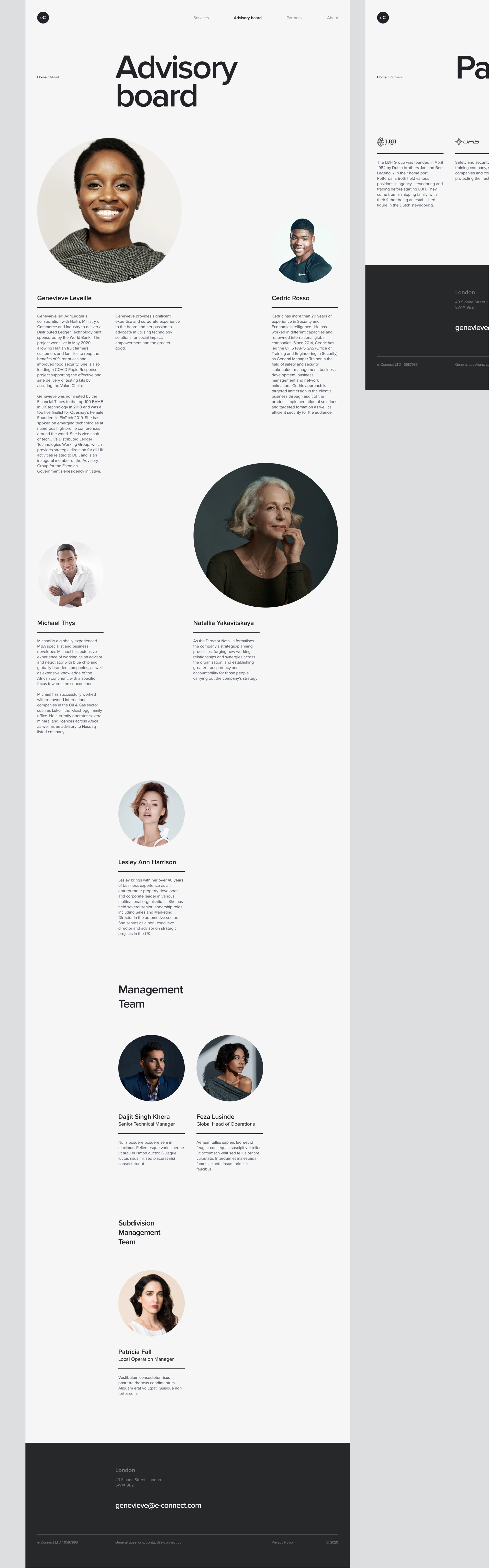 Advisory board and management pages