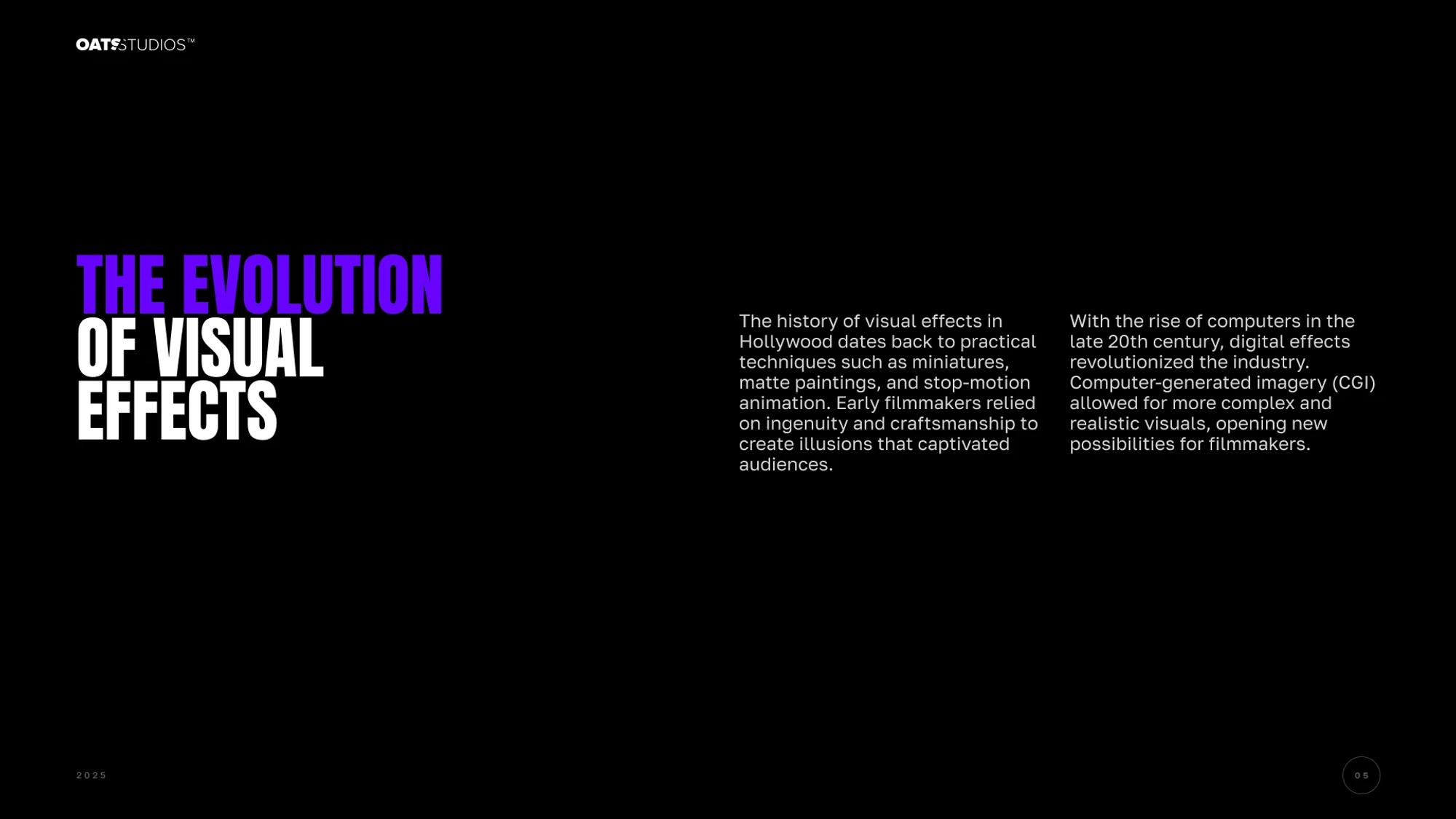 Slide on the evolution of visual effects