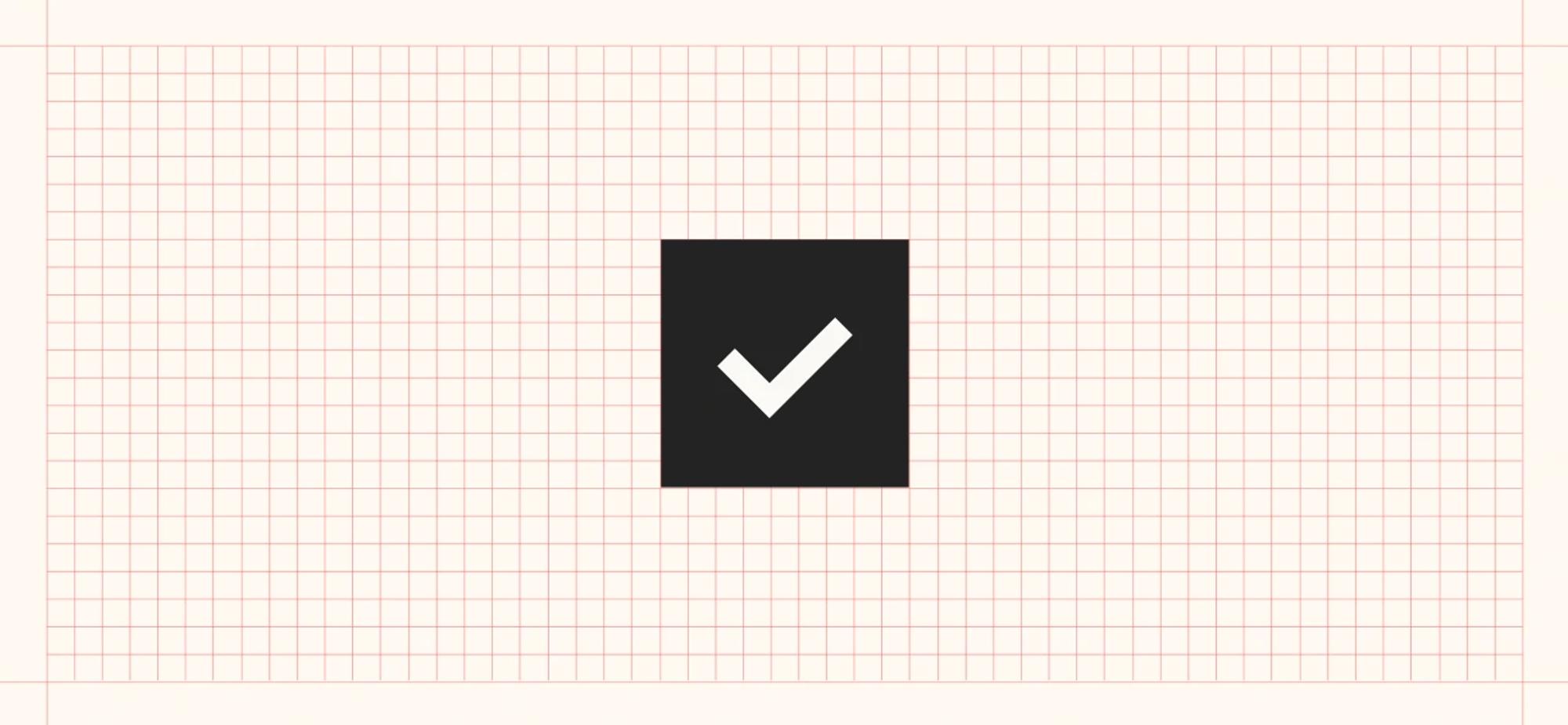 Checkmark icon on a pixel grid