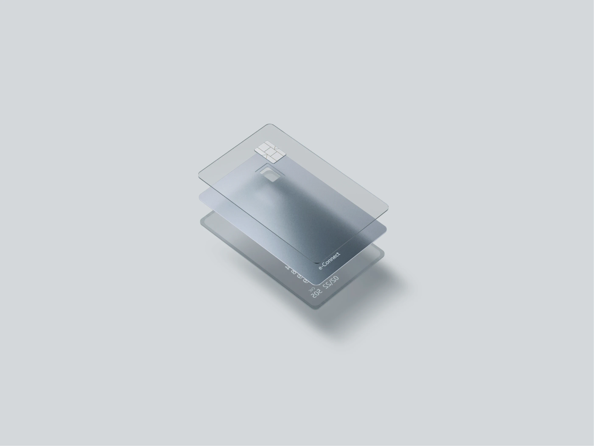 E-Connect ID card concept: stacked translucent cards