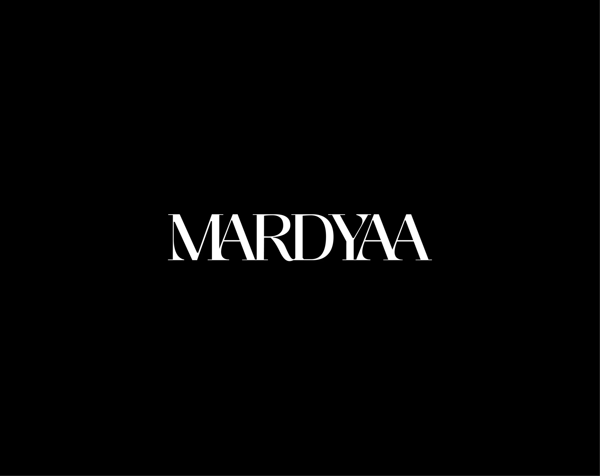 Mardyaa serif wordmark on black