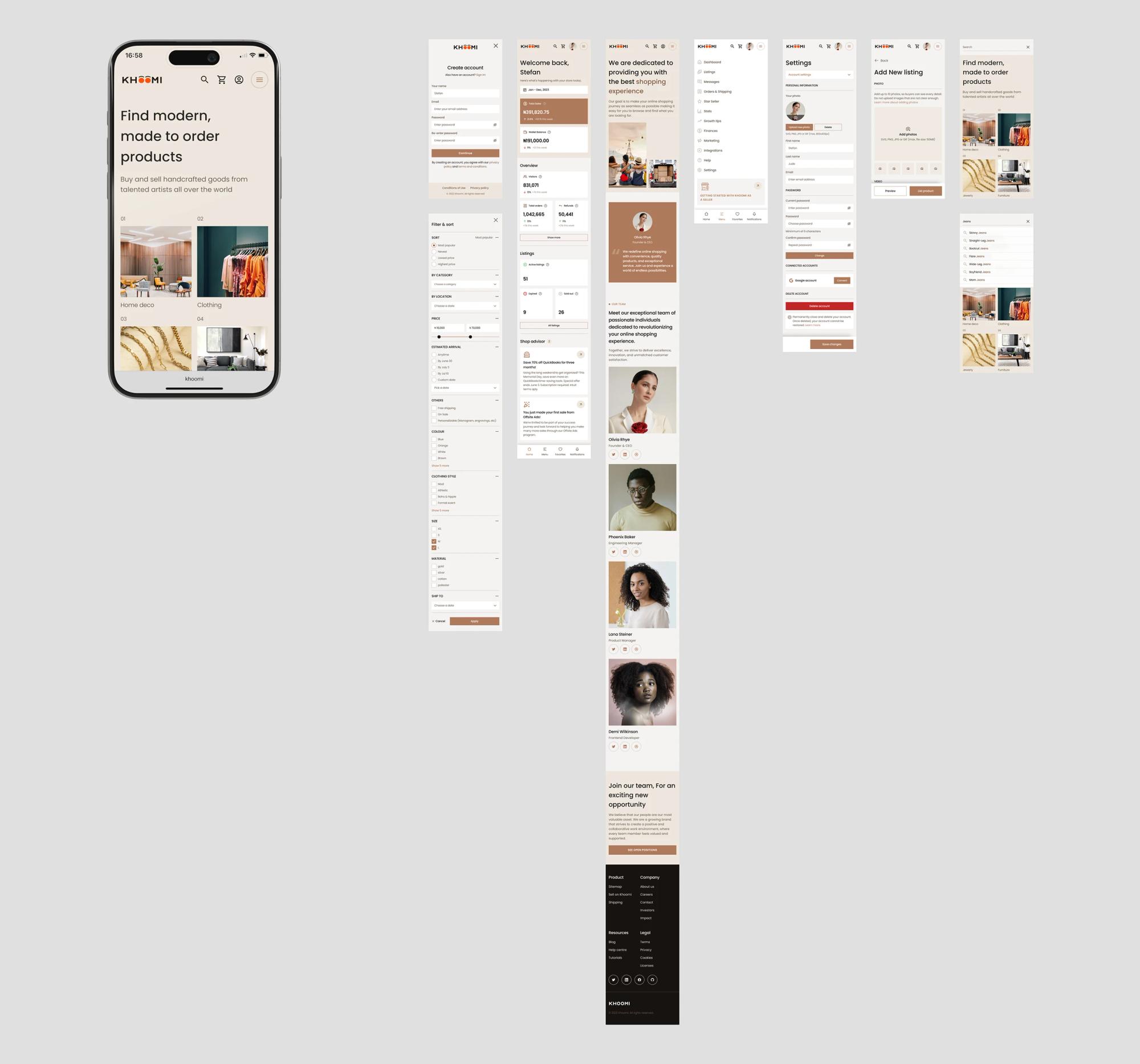 Khoomi mobile screens