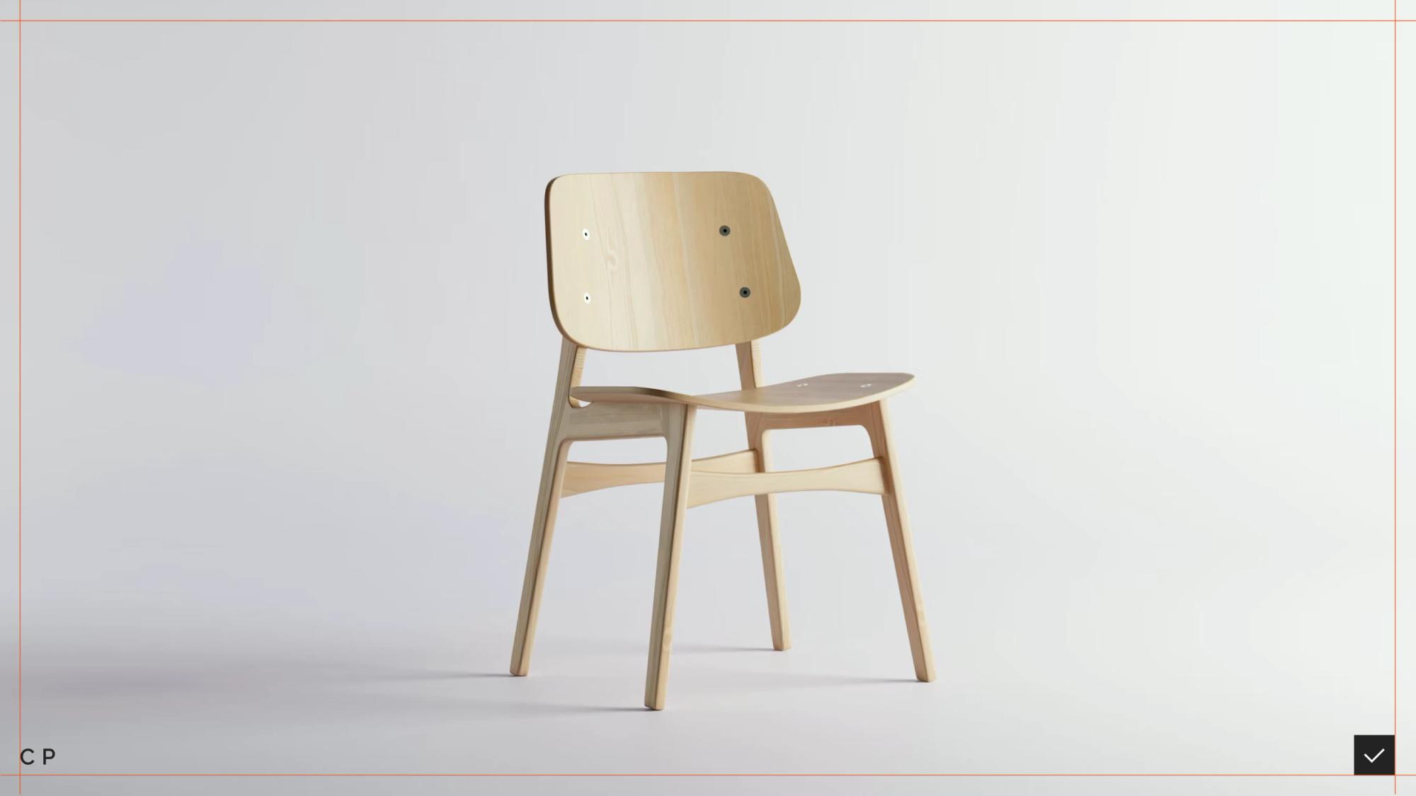 Light plywood chair on white