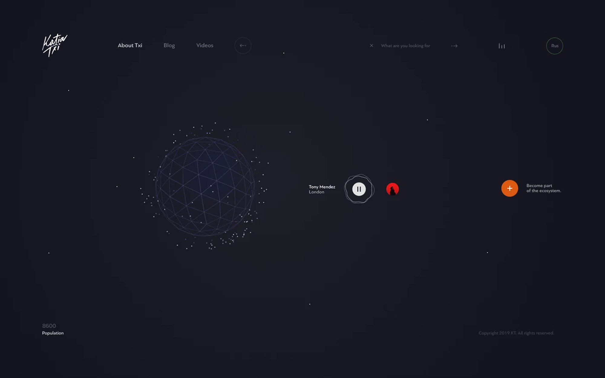 Audio player with a particle visual