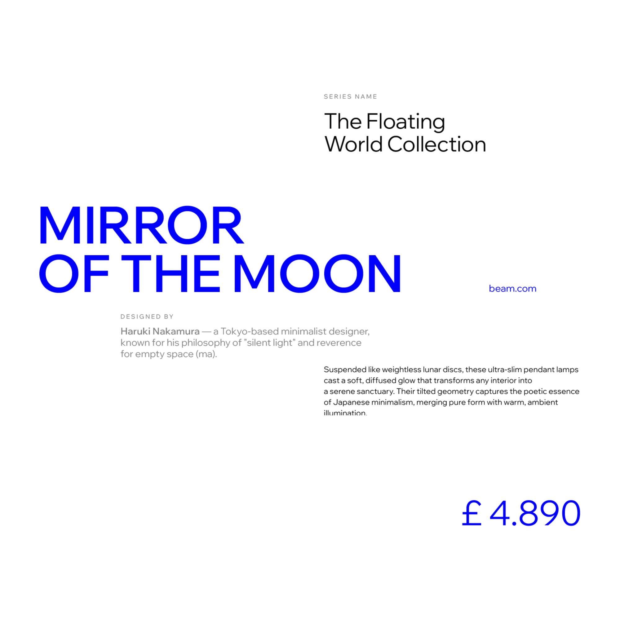 Product page for the Mirror of the Moon lamp