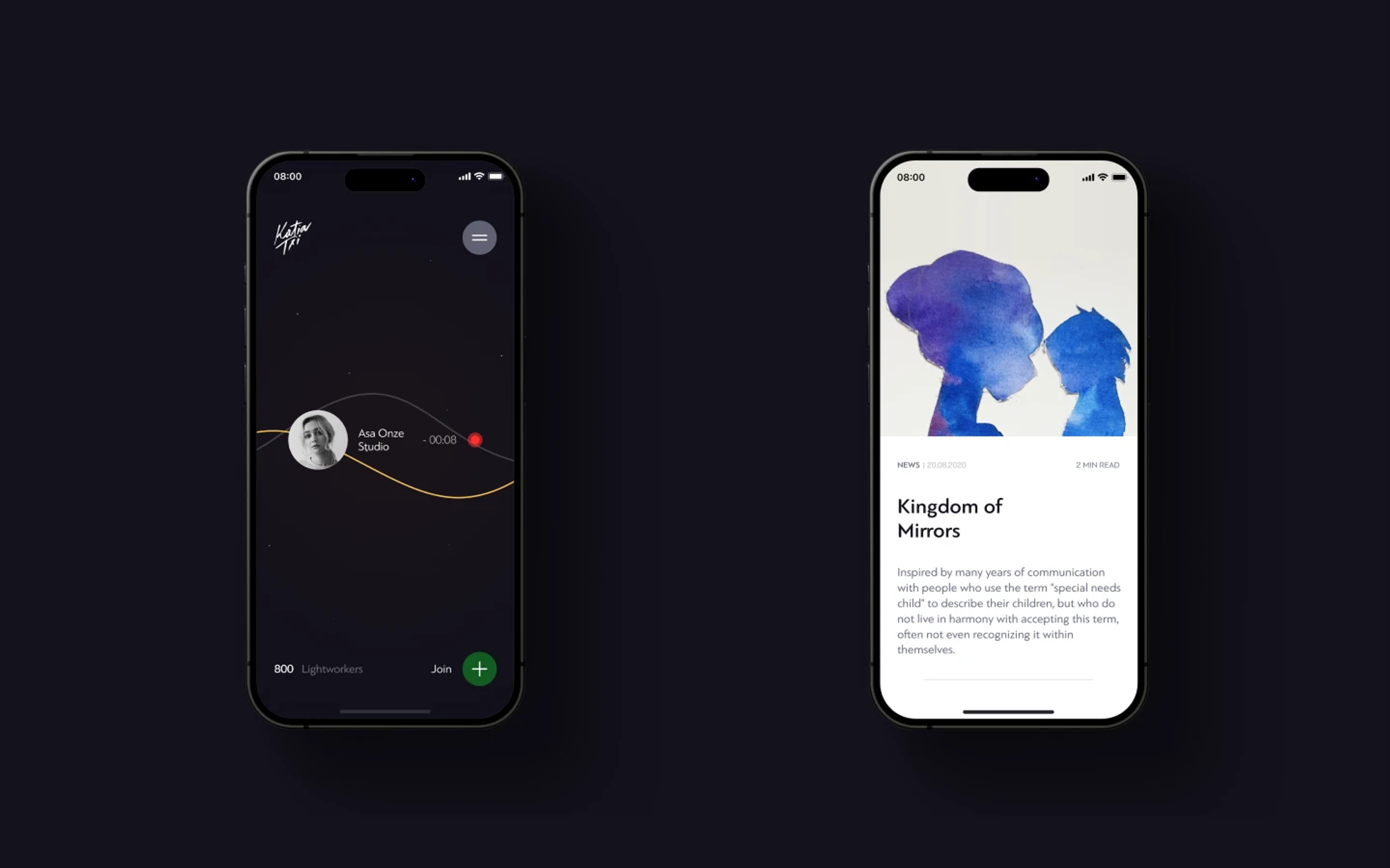 Dark and light mobile screens