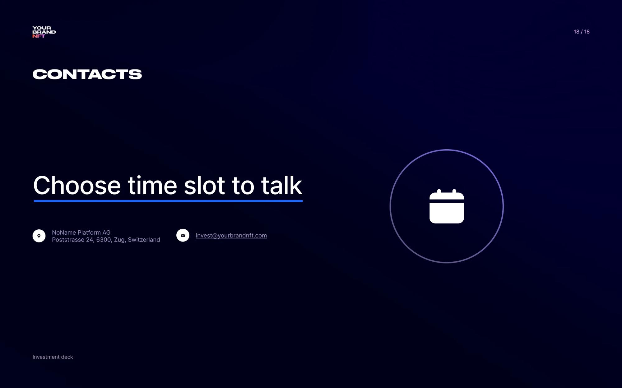 Contacts slide with a booking link
