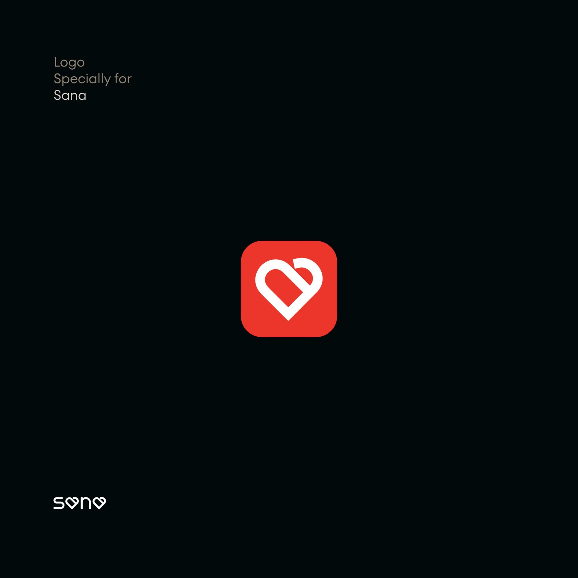 Sana app icon: a red heart-shaped mark